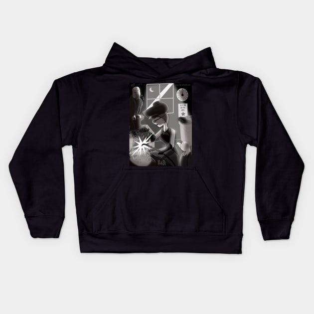 1940s Welder Witch Kids Hoodie by Fad-Artwork